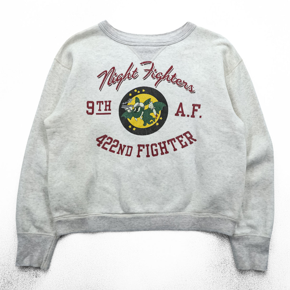 BUZZ RICKSON'S 前V スウェット トレーナー M グレー U.S.AIR FORCE 422nd Night Fighter 日本製