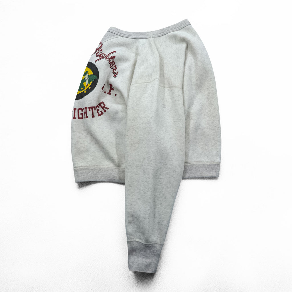 BUZZ RICKSON'S Japan Made Front V Sweatshirt, Size M, Gray, Night Fighter 9th A.F.