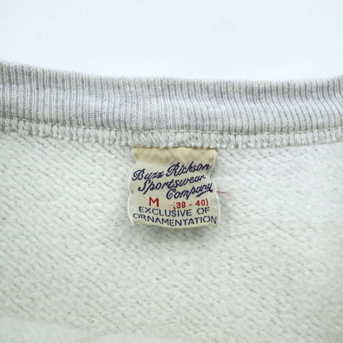 BUZZ RICKSON'S Japan Made Front V Sweatshirt, Size M, Gray, Night Fighter 9th A.F.