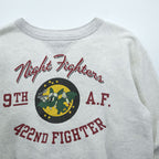 BUZZ RICKSON'S Japan Made Front V Sweatshirt, Size M, Gray, Night Fighter 9th A.F.