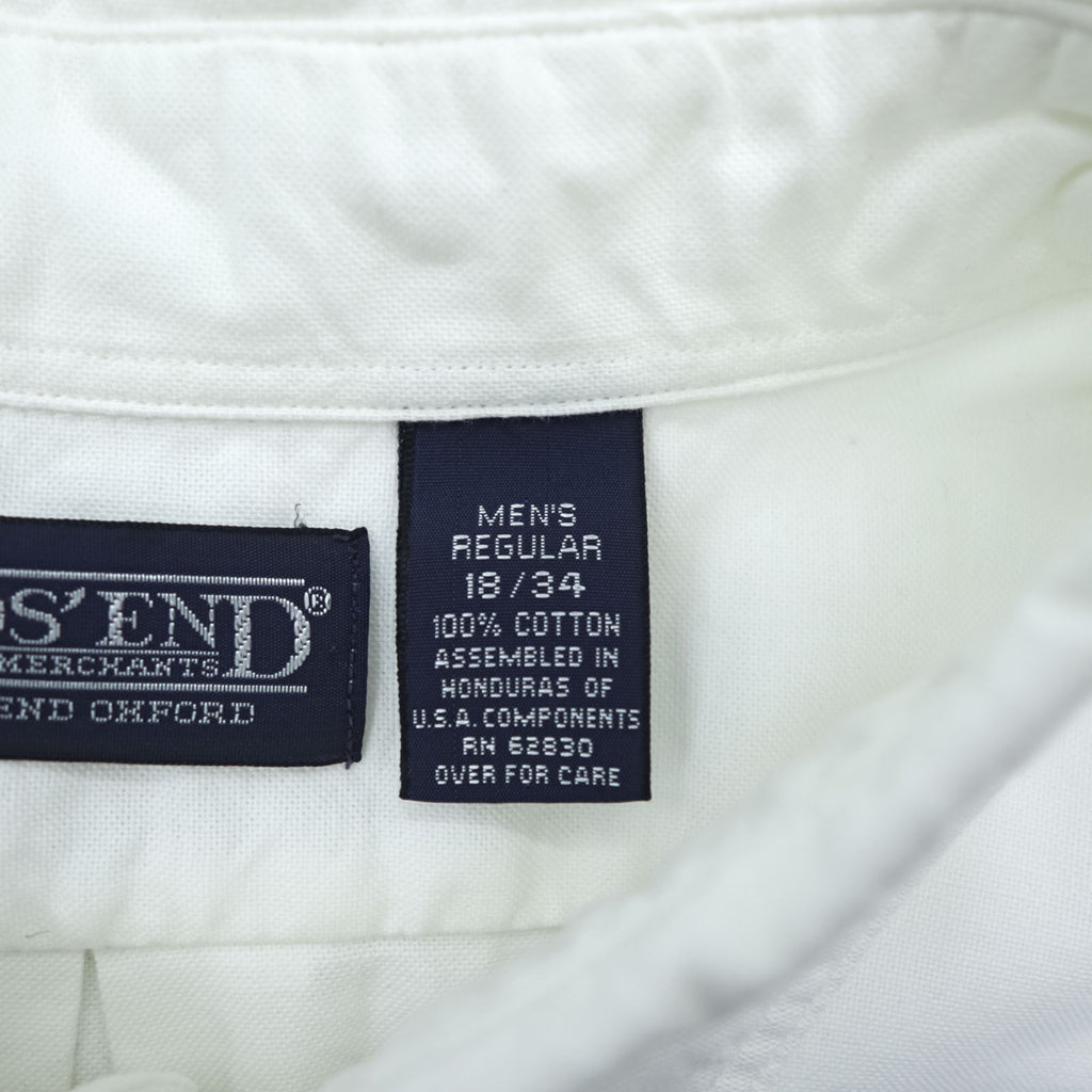 LANDS' END 90s Oxford button-down shirt, size XL and up, white.