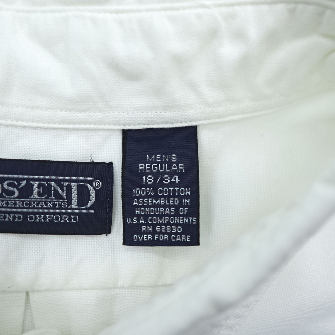 LANDS' END 90s Oxford button-down shirt, size XL and up, white.