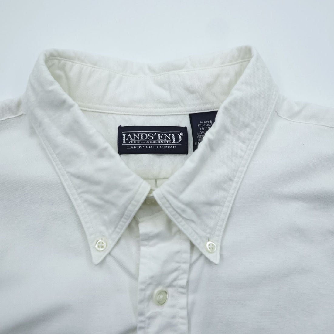 LANDS' END 90s Oxford button-down shirt, size XL and up, white.