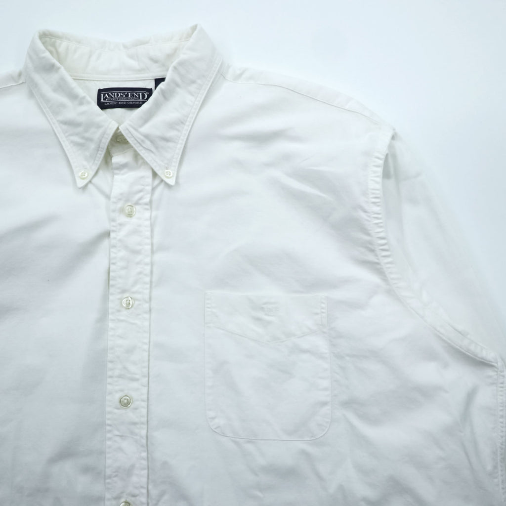 LANDS' END 90s Oxford button-down shirt, size XL and up, white.