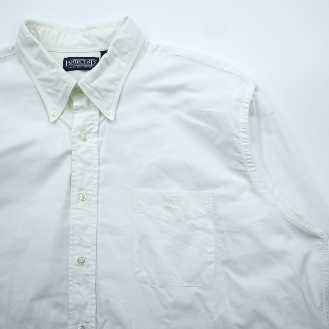 LANDS' END 90s Oxford button-down shirt, size XL and up, white.