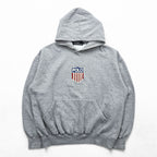 Polo Ralph Lauren 90s Pullover Hoodie M Gray Cropped Kangaroo Pocket Stars and Stripes Emblem