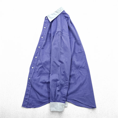 Brooks Brothers 90年代 USA製 クレリックシャツ L ブルー ヘリンボーン 胸ポケット MAKERS