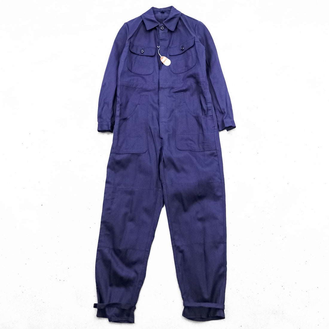 70年代 ドイツ製 ユーロヴィンテージ SANFOR オールインワン ツナギ ジャンプスーツ M ネイビー ヘリンボーン ユーロワーク デッドストック