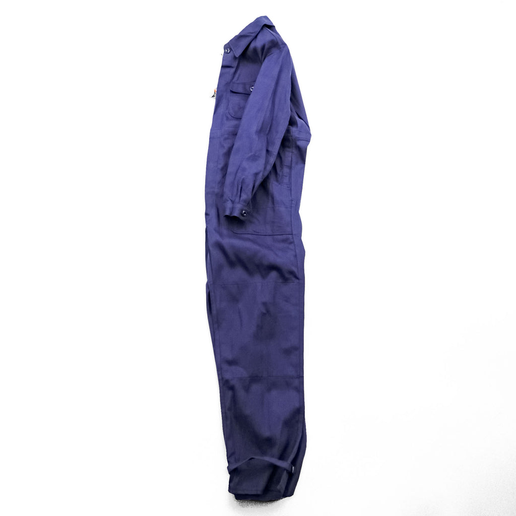 70s Germany Vintage SANFOR Herringbone Twill Coveralls Blue Euro Workwear Jumpsuit Size 46 Deadstock