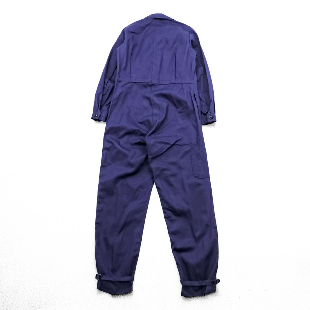 70s Germany Vintage SANFOR Herringbone Twill Coveralls Blue Euro Workwear Jumpsuit Size 46 Deadstock