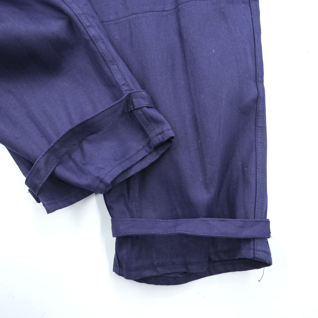 70s Germany Vintage SANFOR Herringbone Twill Coveralls Blue Euro Workwear Jumpsuit Size 46 Deadstock