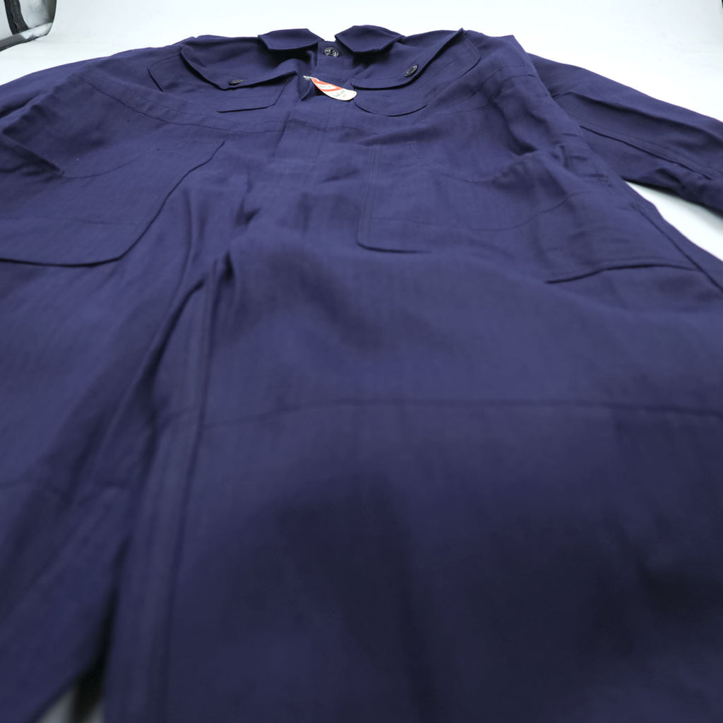 70s Germany Vintage SANFOR Herringbone Twill Coveralls Blue Euro Workwear Jumpsuit Size 46 Deadstock
