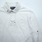 Polo Ralph Lauren 90s Big Pony Polo Shirt Rugby Shirt XL White Elbow Patch CUSTOM FIT Piqué