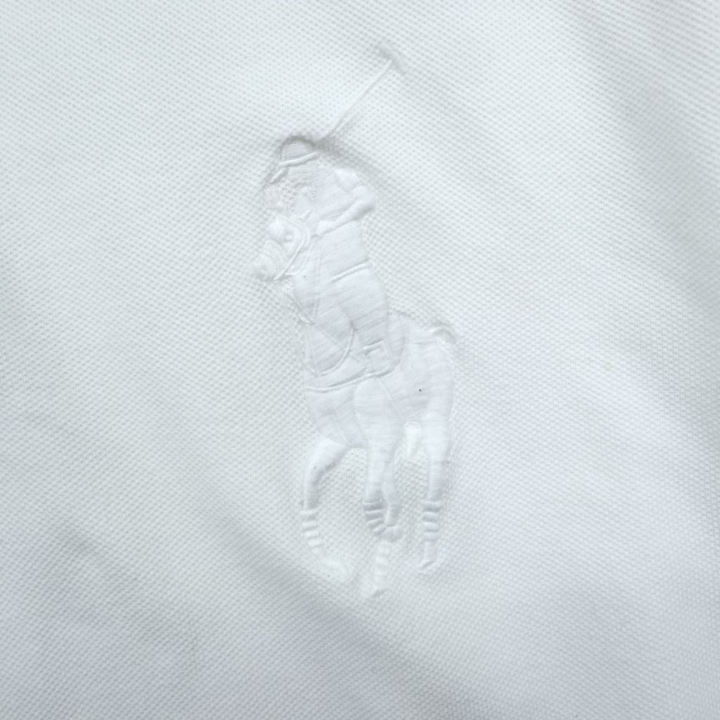 Polo Ralph Lauren 90s Big Pony Polo Shirt Rugby Shirt XL White Elbow Patch CUSTOM FIT Piqué