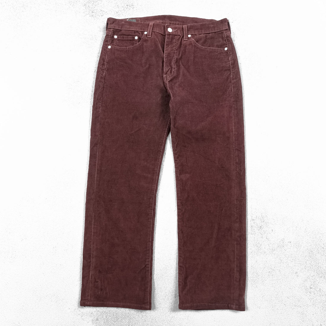 Levi's PREMIUM 505 ビッグE レギュラー ストレート コーデュロイパンツ L ボルドー ストレッチ レザーパッチ 00505-2398