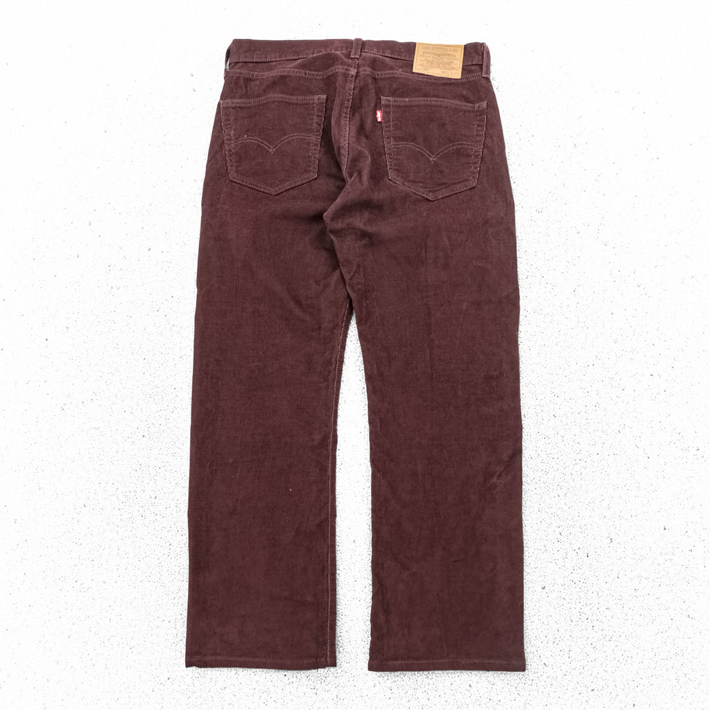Levi's 505 ビッグE ストレート コーデュロイパンツ L ボルドー ストレッチ レザーパッチ PREMIUM 00505-2398