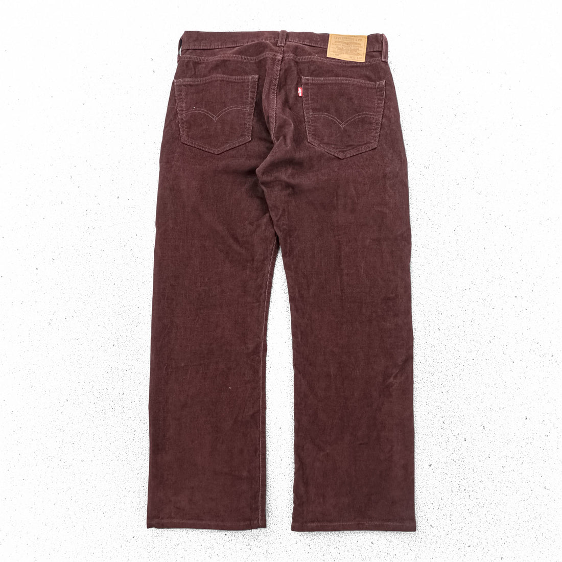 Levi's 505 ビッグE ストレート コーデュロイパンツ L ボルドー ストレッチ レザーパッチ PREMIUM 00505-2398