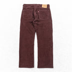 Levi's 505 ビッグE ストレート コーデュロイパンツ L ボルドー ストレッチ レザーパッチ PREMIUM 00505-2398