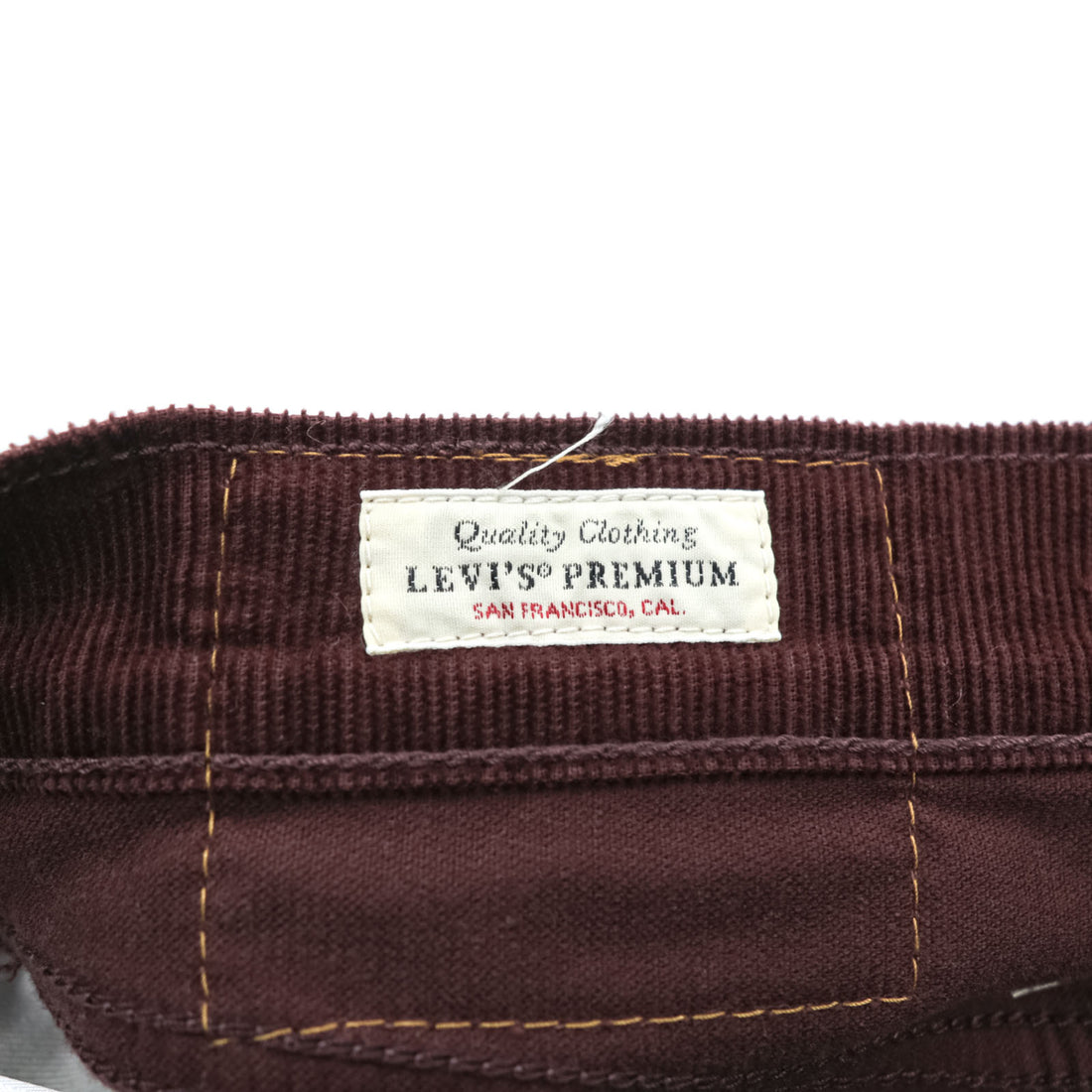 Levi's 505 ビッグE ストレート コーデュロイパンツ L ボルドー ストレッチ レザーパッチ PREMIUM 00505-2398