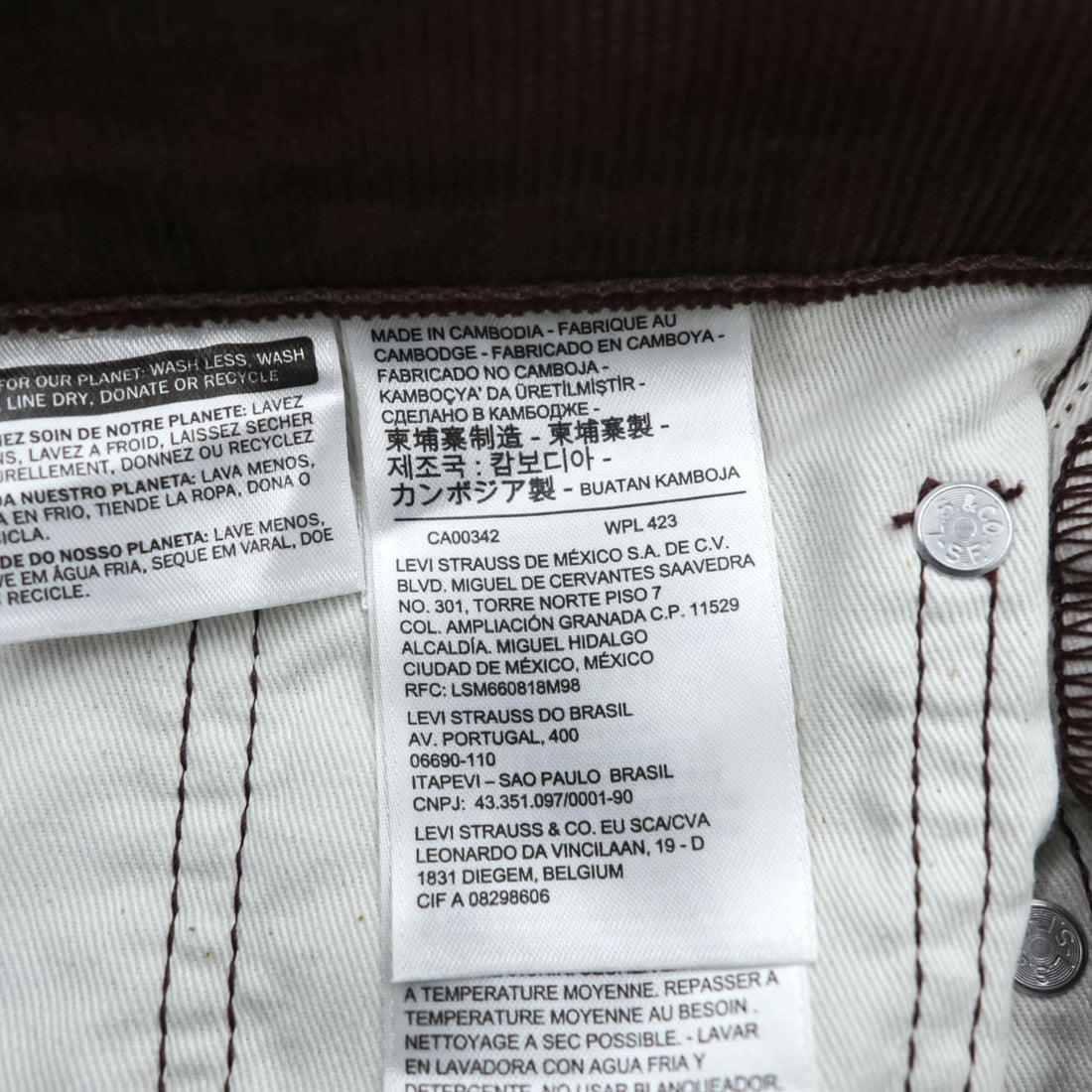 Levi's 505 ビッグE ストレート コーデュロイパンツ L ボルドー ストレッチ レザーパッチ PREMIUM 00505-2398