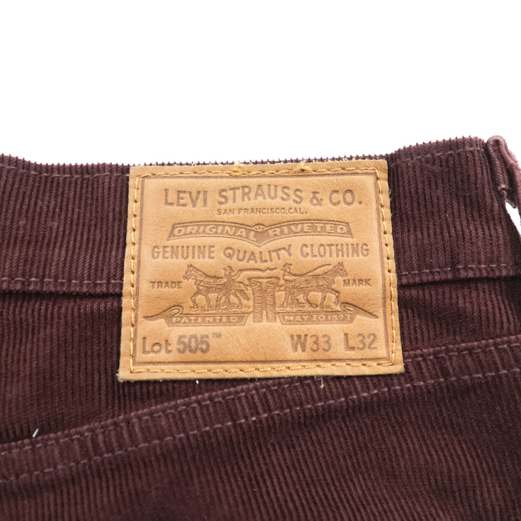 Levi's 505 ビッグE ストレート コーデュロイパンツ L ボルドー ストレッチ レザーパッチ PREMIUM 00505-2398