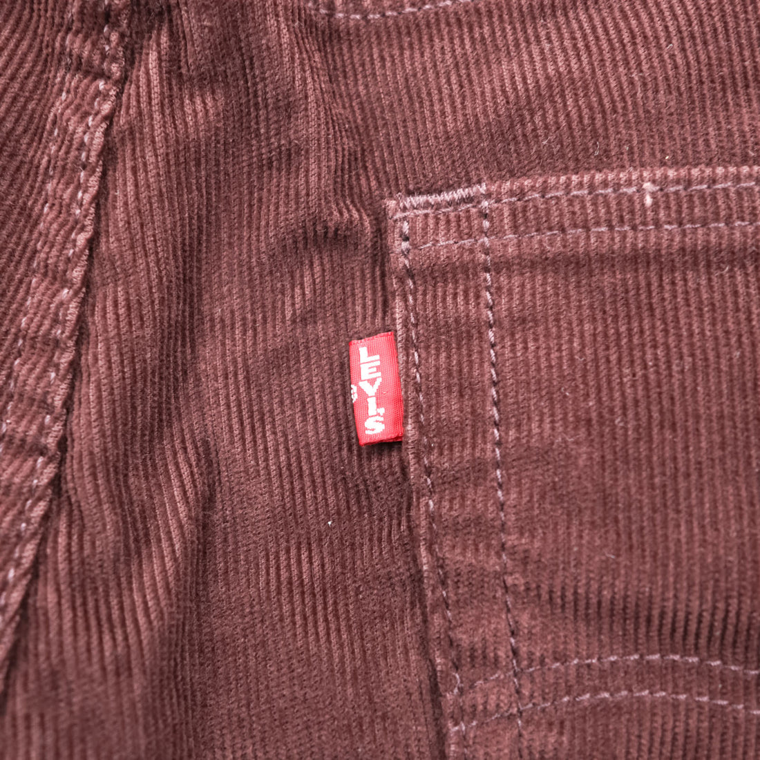 Levi's 505 ビッグE ストレート コーデュロイパンツ L ボルドー ストレッチ レザーパッチ PREMIUM 00505-2398