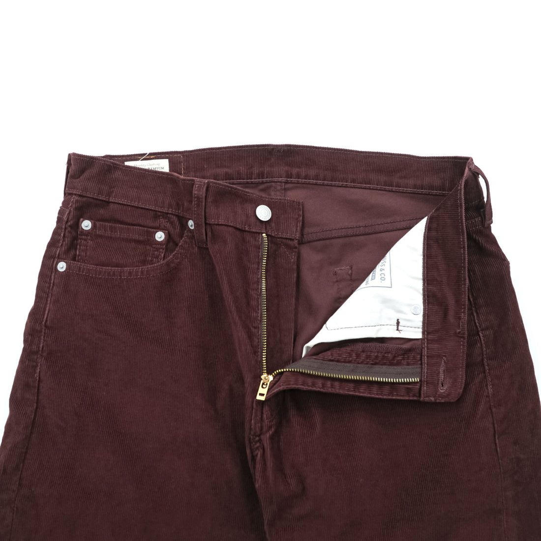 Levi's 505 ビッグE ストレート コーデュロイパンツ L ボルドー ストレッチ レザーパッチ PREMIUM 00505-2398