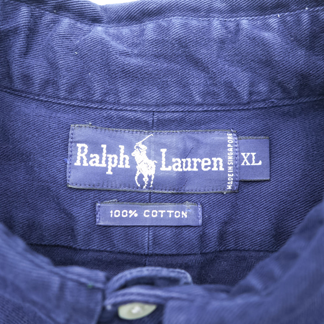 Ralph Lauren 90s button-down shirt, size XL navy small pony embroidery.