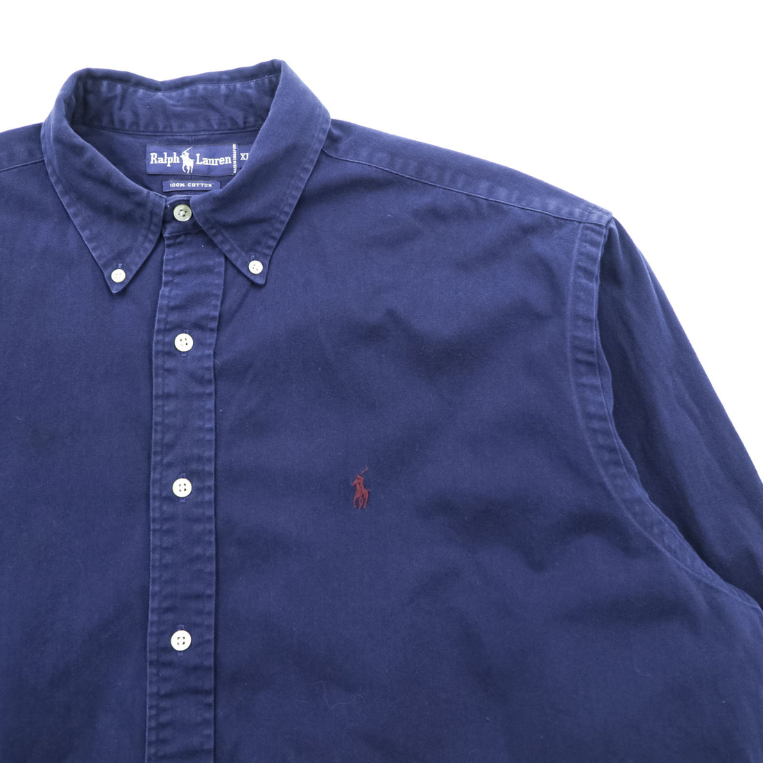 Ralph Lauren 90s button-down shirt, size XL navy small pony embroidery.