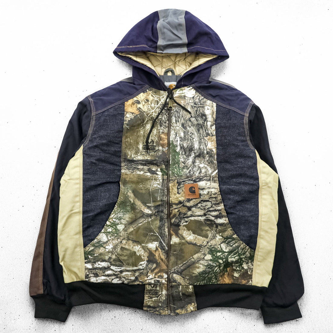 carhartt リメイク 再構築 カラーブロック ダック アクティブジャケット パーカー L マルチカラー クレイジーパターン