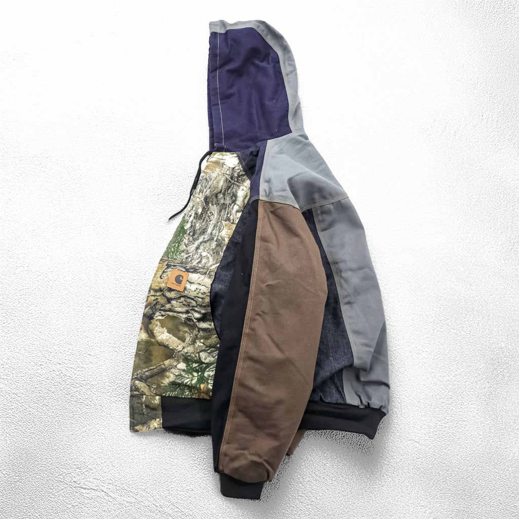 carhartt リメイク 再構築 カラーブロック ダック アクティブジャケット パーカー L マルチカラー クレイジーパターン