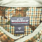 Woolrich Elbow Patch All-Over Print Hunting Shirt XL Beige BUCKSKIN HUNTER WITH DOG Houndstooth Camo 6417