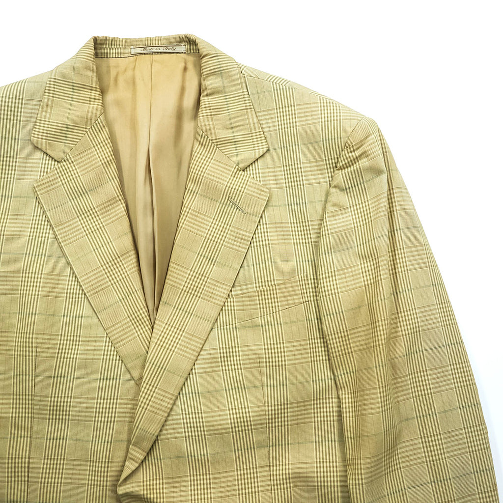 GUCCI Made in Italy Glen Check 2B Tailored Jacket Blazer L Beige Check Wool