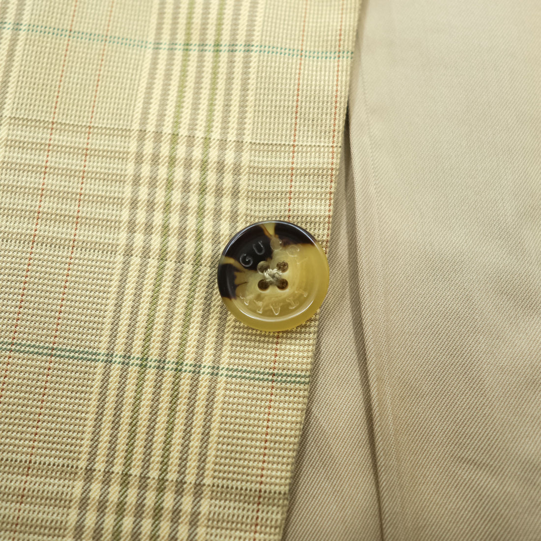 GUCCI Made in Italy Glen Check 2B Tailored Jacket Blazer L Beige Check Wool