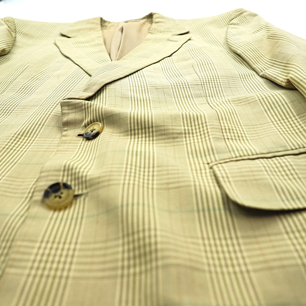 GUCCI Made in Italy Glen Check 2B Tailored Jacket Blazer L Beige Check Wool