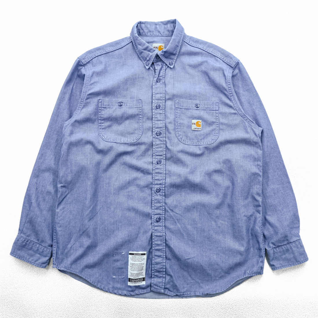 carhartt 90年代 シャンブレー ワークシャツ L ブルー ボタンダウン Flame Resistant 難燃 FRS293 CBL