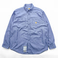 Carhartt 90s Chambray Work Shirt L Blue Button-Down Flame Resistant FRS293 CBL