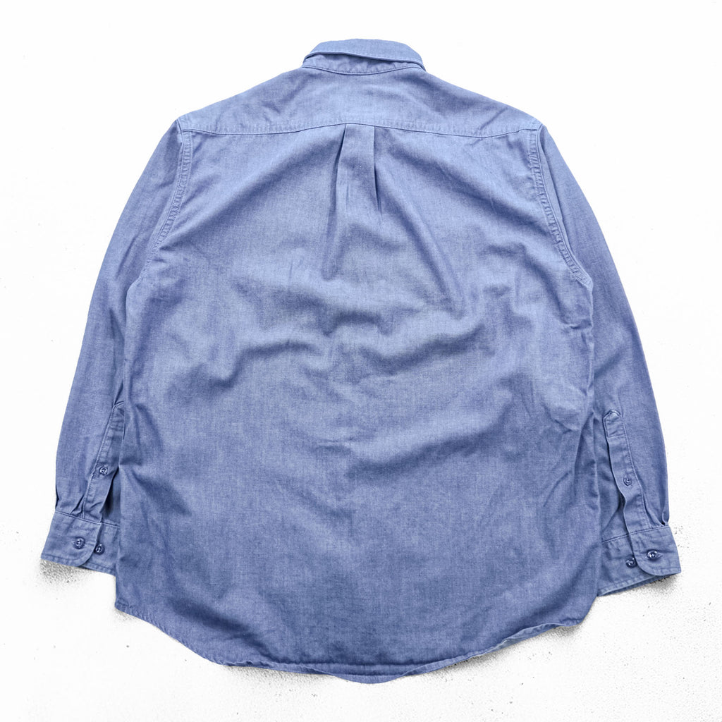 Carhartt 90s Chambray Work Shirt L Blue Button-Down Flame Resistant FRS293 CBL