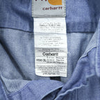 Carhartt 90s Chambray Work Shirt L Blue Button-Down Flame Resistant FRS293 CBL