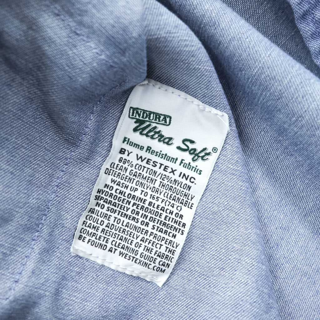 Carhartt 90s Chambray Work Shirt L Blue Button-Down Flame Resistant FRS293 CBL