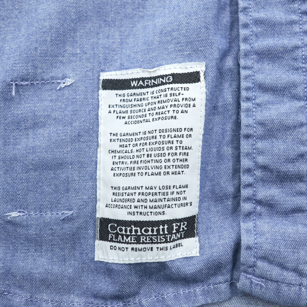 Carhartt 90s Chambray Work Shirt L Blue Button-Down Flame Resistant FRS293 CBL