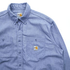 Carhartt 90s Chambray Work Shirt L Blue Button-Down Flame Resistant FRS293 CBL