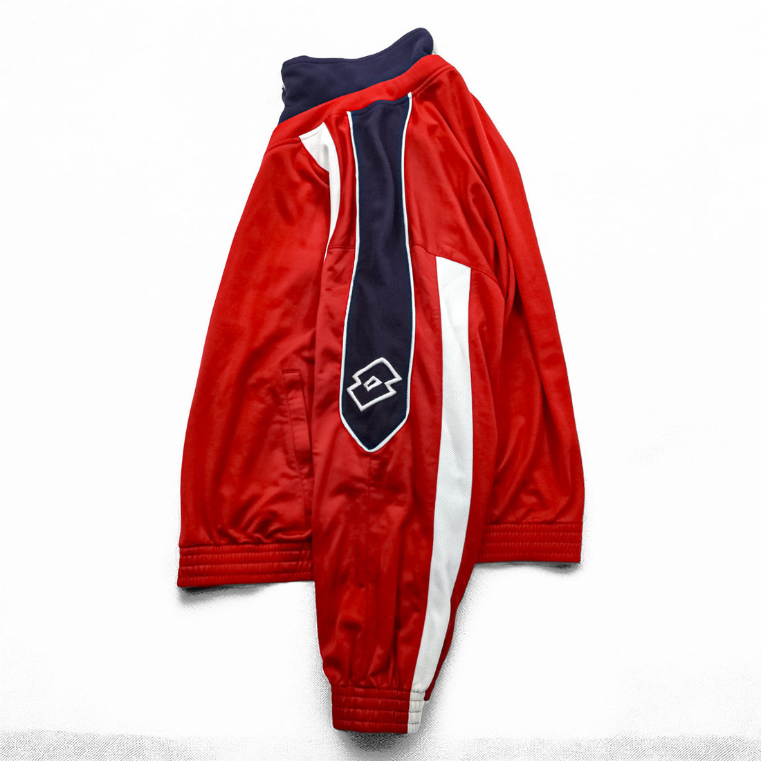 LOTTO 90s Track Jacket Jersey XL Navy Red Stand Collar