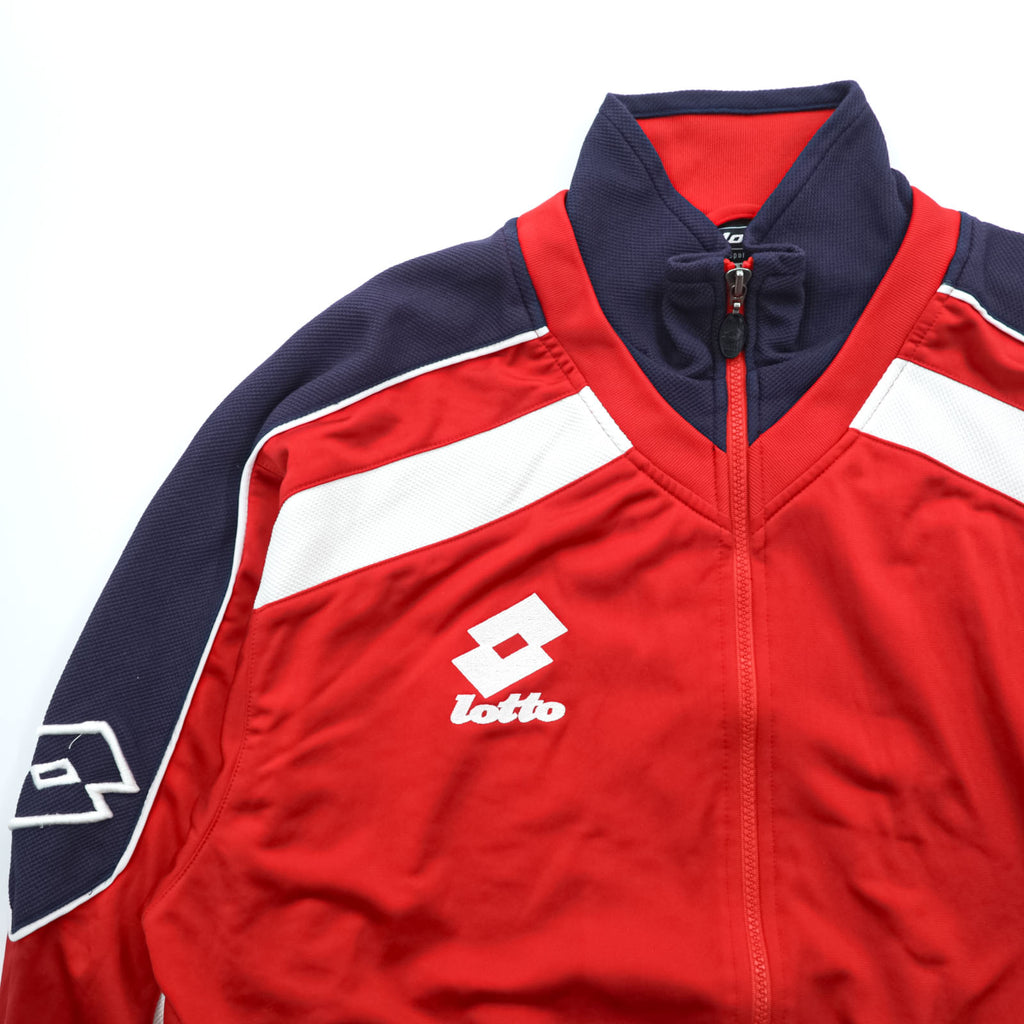 LOTTO 90s Track Jacket Jersey XL Navy Red Stand Collar