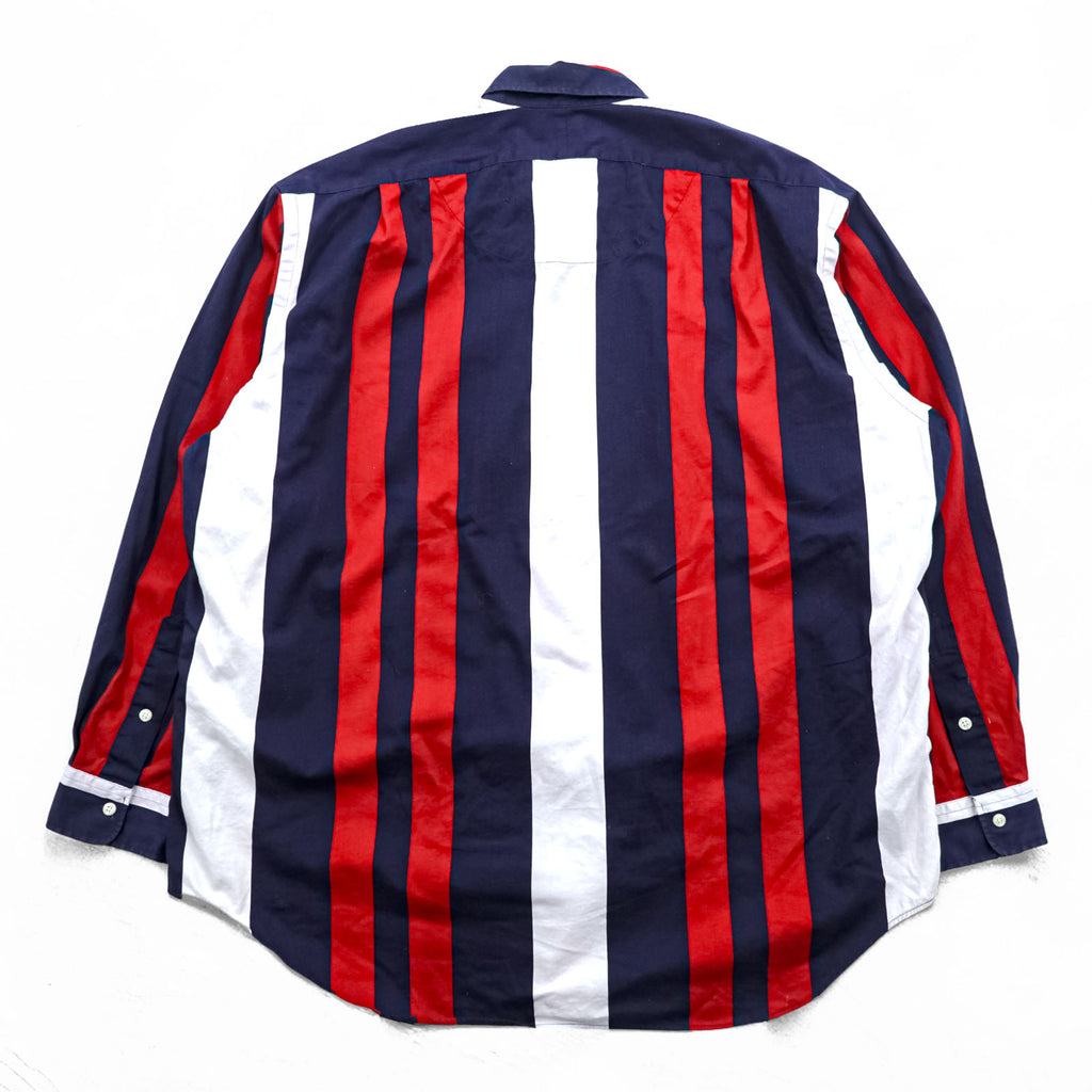 Ralph Lauren 90年代 BLAIRE ボタンダウンシャツ XL ストライプ トリコロール スモールポニー刺繍