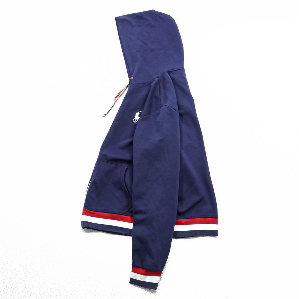 Polo Ralph Lauren ジップパーカー L ネイビー 2018 USAモデル ポニー刺繍 トリコロール リブライン