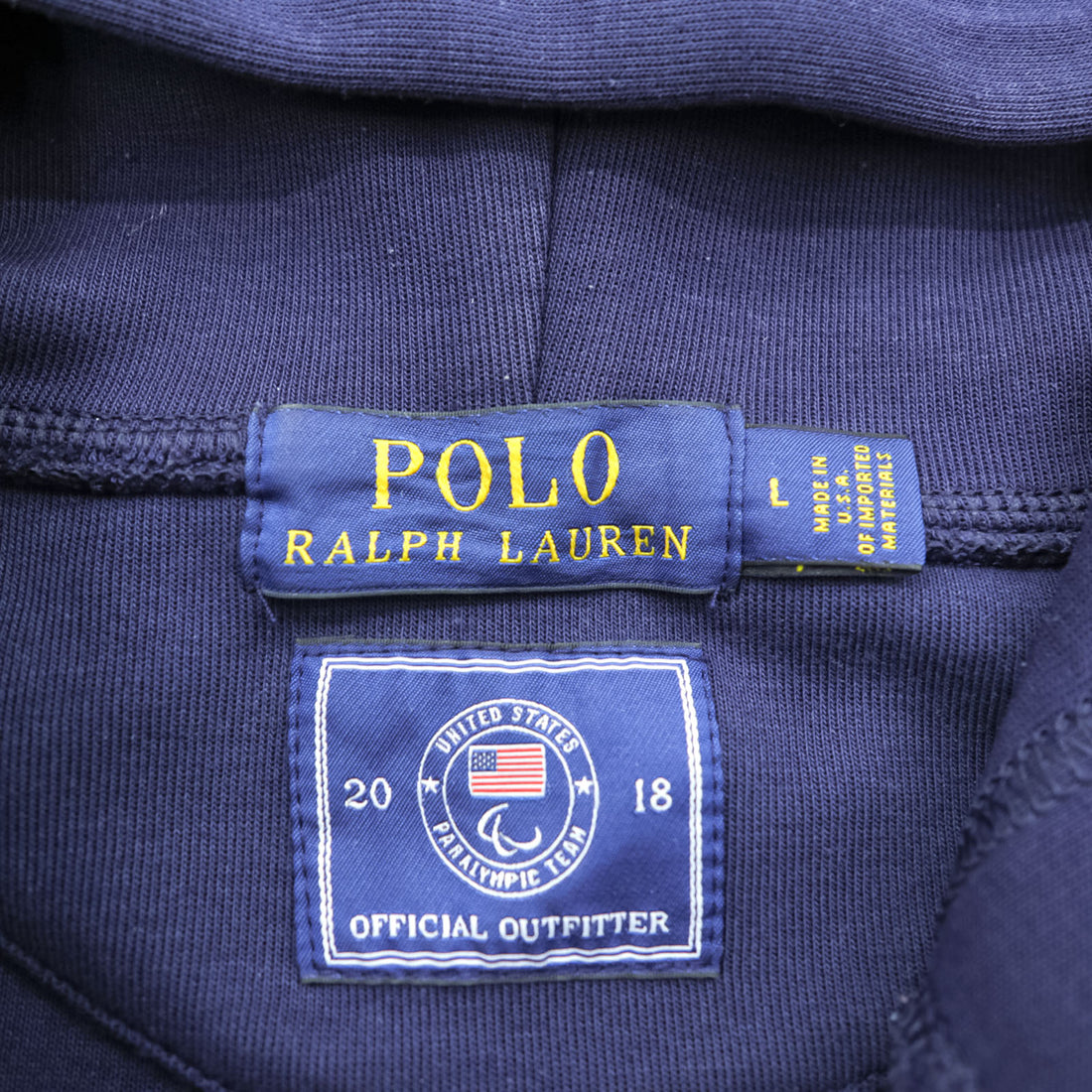 Polo Ralph Lauren ジップパーカー L ネイビー 2018 USAモデル ポニー刺繍 トリコロール リブライン