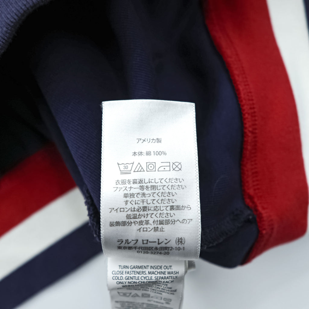 Polo Ralph Lauren ジップパーカー L ネイビー 2018 USAモデル ポニー刺繍 トリコロール リブライン
