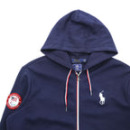 Polo Ralph Lauren ジップパーカー L ネイビー 2018 USAモデル ポニー刺繍 トリコロール リブライン