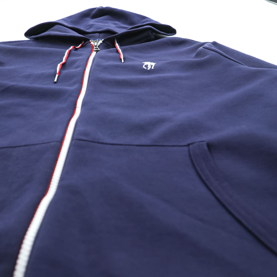 Polo Ralph Lauren ジップパーカー L ネイビー 2018 USAモデル ポニー刺繍 トリコロール リブライン